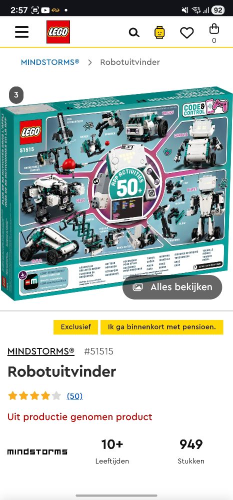 Lego mindstorms met alle motoren in sorteerdoos kan fotos sturen kan ze niet toevoegen